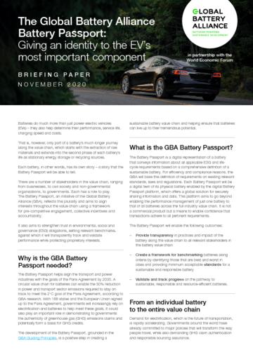The Global Battery Alliance Battery Passport